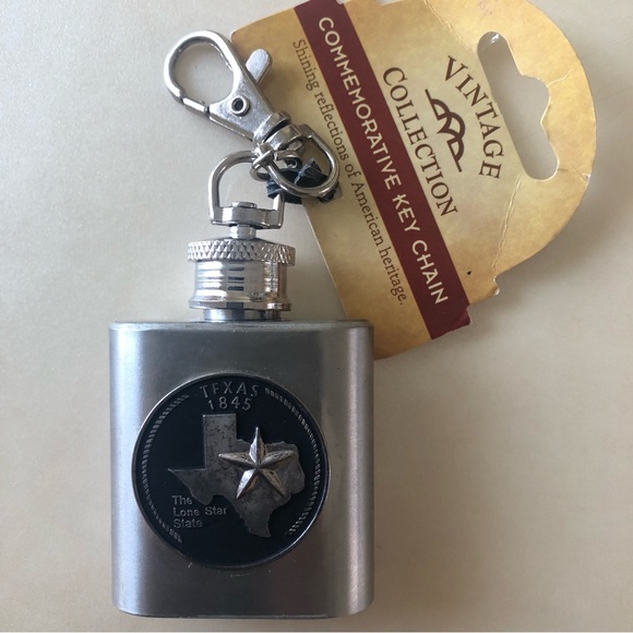 On The Go Texas Stainless Steel Mini Flask Keychain - Picture 3 of 4